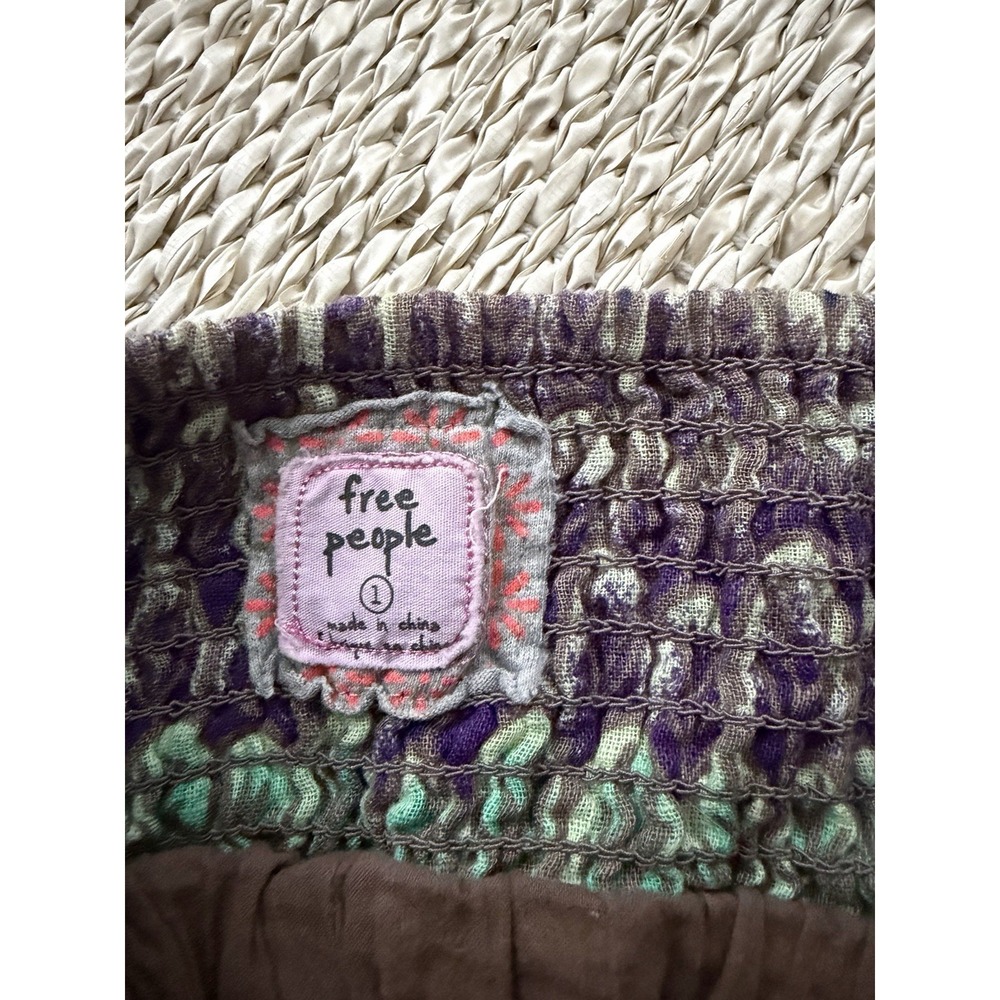 Free People Brown Skirt with Green and Blue Floral Print - Picture 7 of 7